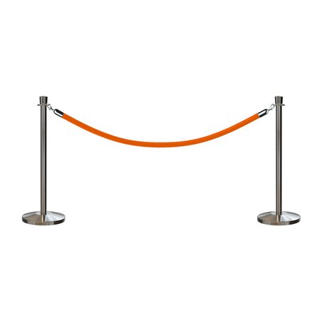 MONTOUR LINE Stanchion Post and Rope Kit Sat.Steel, 2 Crown Top 1 Gold Rope C-Kit-2-SS-CN-1-PVR-GD-PS